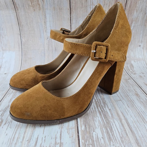 Mix No. 6 faux suede Maryjane heels, brown, size 9.5 - Picture 1 of 8